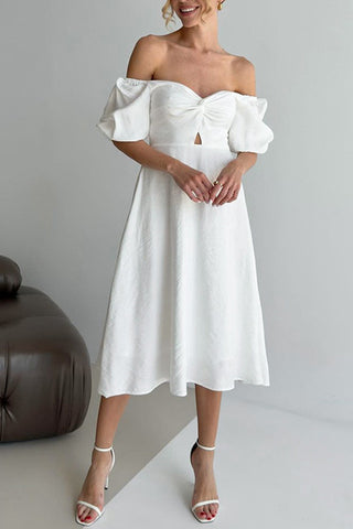 Off-Shoulder Puff Sleeve Dress