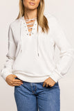 Lace-Up V-Neck Sweatshirt
