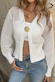 One Button Openwork Cardigan