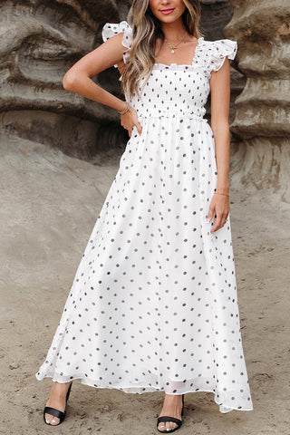 Polka Dot Smocked Maxi Dress