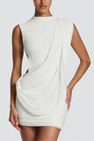 Draped Detail Ruched Mini Dress