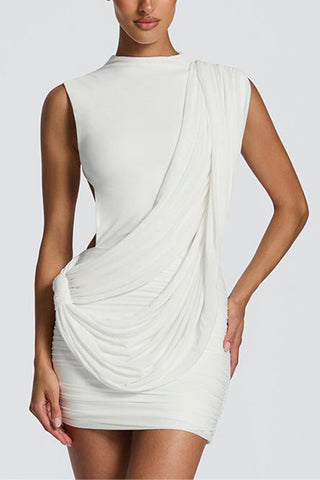 Draped Detail Ruched Mini Dress