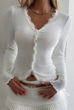 Lace-Trim Button-Front Blouse