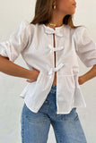 Tie-Front Striped Blouse