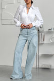 Chic Button-Down Blouse with Structured Design