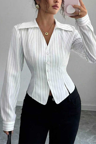 Striped Button-Up Blouse