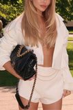Buttoned Blazer and Shorts Set