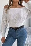 Off-Shoulder Cable Knit Sweater