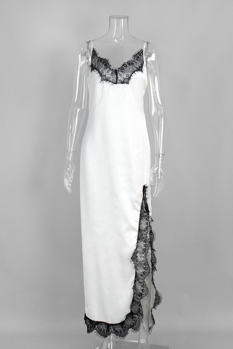 Lace-Trimmed Casual Maxi Dress