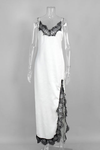 Lace-Trimmed Casual Maxi Dress