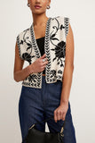 Floral Pattern Open Vest