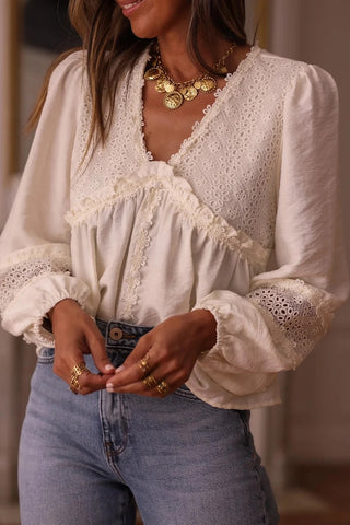 Floral Frilled Long Sleeve Blouse