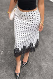 Lace Trim Polka Dot Skirt