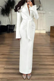 Belted Long Sleeve Midi Dress