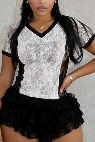 V-Neck Mesh Panel T-Shirt