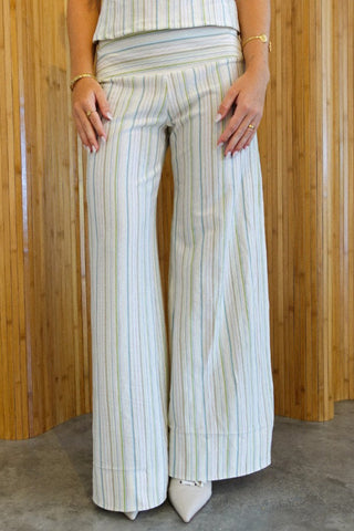 Strapless Striped Pants Set