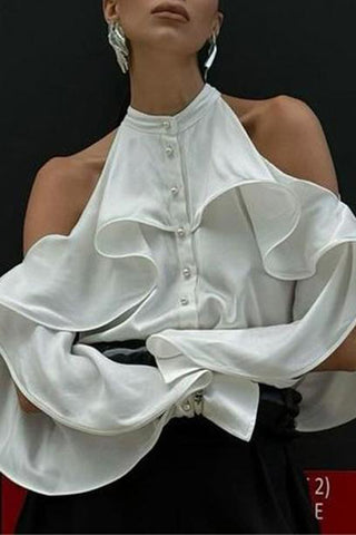 Ruffled Button-Front Blouse