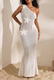 Crochet One-Shoulder Casual Dress