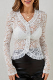 Lace Trim Long-Sleeve Top