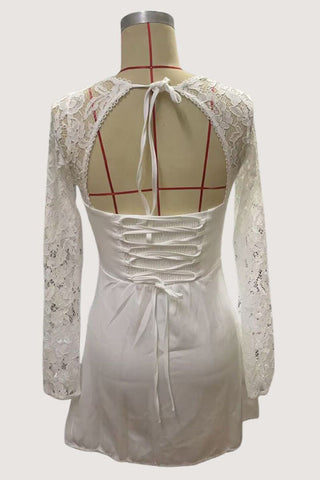 Lace Sleeve Mini Evening Dress