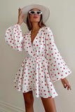 Flowy Strawberry Print Casual Dress