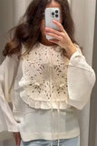 Floral Lace Detail Blouse with Tie Neck