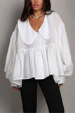 Oversized Collar Button-Up Blouse