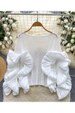 Ruffle Sleeve Statement Blouse