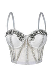 Embellished Mesh Tank Top