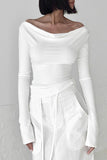 Off-Shoulder Fitted Long Sleeve Top