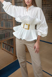 Ruffled Peplum Belted Blouse