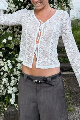 Tie-Front Lace Blouse