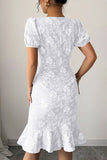 Short Sleeve Floral Textured Casual Dress