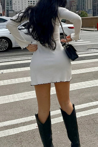 Ruffle Trim Casual Dress