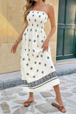 Strapless Print Casual Dress
