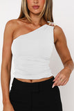 Asymmetrical Pearl-Accent Tank Top