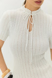 Tie-Front Ribbed Casual Dress