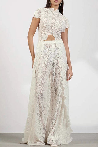 Lace Crop Top and Maxi Skirt Set
