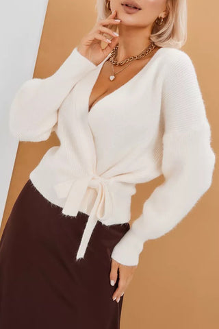 Wrap Style Cardigan with Tie Waist