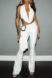 Halter-Neck Belted Pants Set