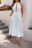 Polka Dot Halter Neck Casual Dress