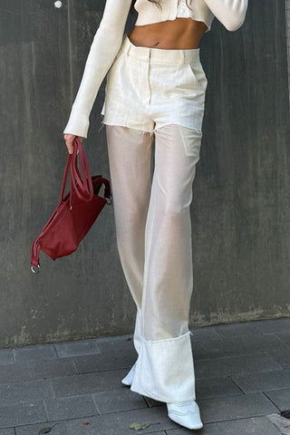 High-Waist Layered Casual Pants