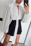 Polka Dot Tie-Neck Blouse