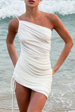 One-Shoulder Ruched Casual Dress