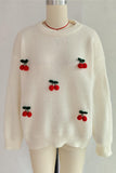 Cherry Embellished Knit Sweater