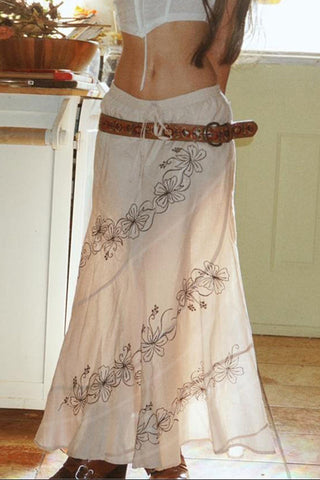 Floral Detail Midi Skirt