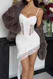 Lace Trim Asymmetrical Casual Dress