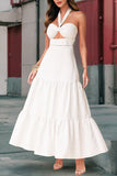 Halter Cutout Tiered Maxi Dress