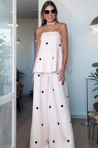 Strapless Polka Dot Pants Set