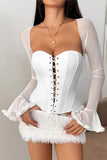 Lace-Up Long Sleeve Corset Top